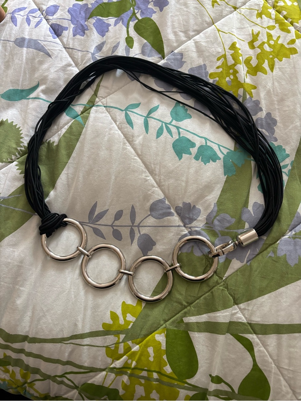 Silver Link Belt with Black Cord - Women . Fits sizes 10, 12, 14. To wear loose